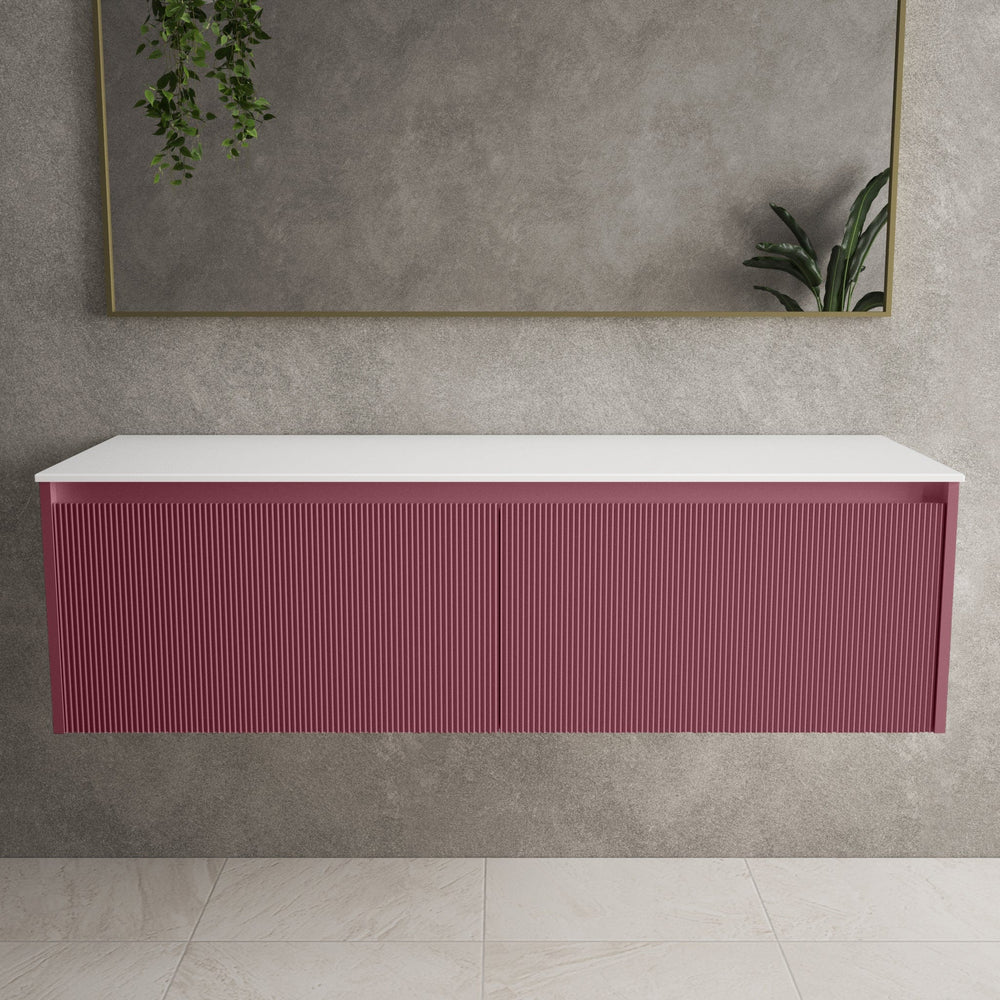 Scanalato Double Drawer Countertop Vanity Unit - Mineral Red 1400mm