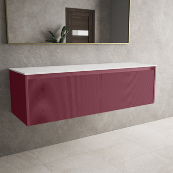 Scanalato Double Drawer Countertop Vanity Unit - Mineral Red 1400mm