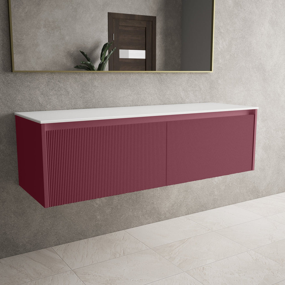 Scanalato Double Drawer Countertop Vanity Unit - Mineral Red 1400mm