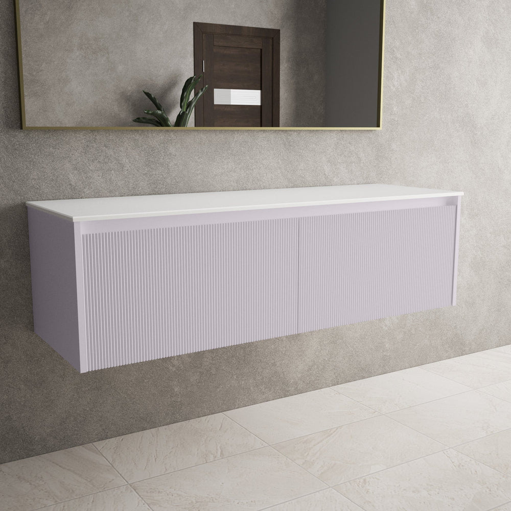 Scanalato Double Drawer Countertop Vanity Unit - Soft Violet 1400mm