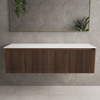 Scanalato Double Drawer Countertop Vanity Unit - Walnut 1400mm