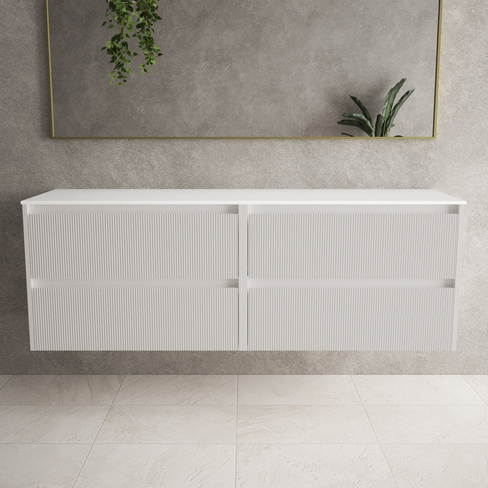 Scanalato Four Drawer Countertop Vanity Unit - Pure White 1600mm