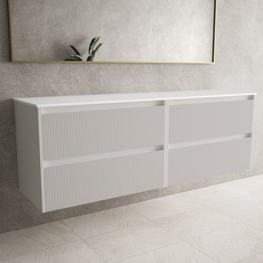 Scanalato Four Drawer Countertop Vanity Unit - Pure White 1600mm