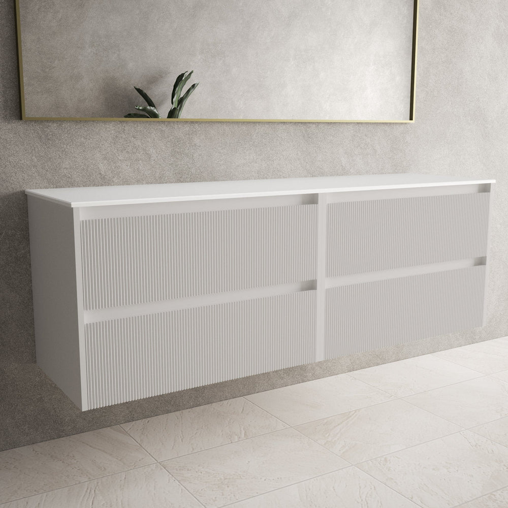 Scanalato Four Drawer Countertop Vanity Unit - Pure White 1600mm