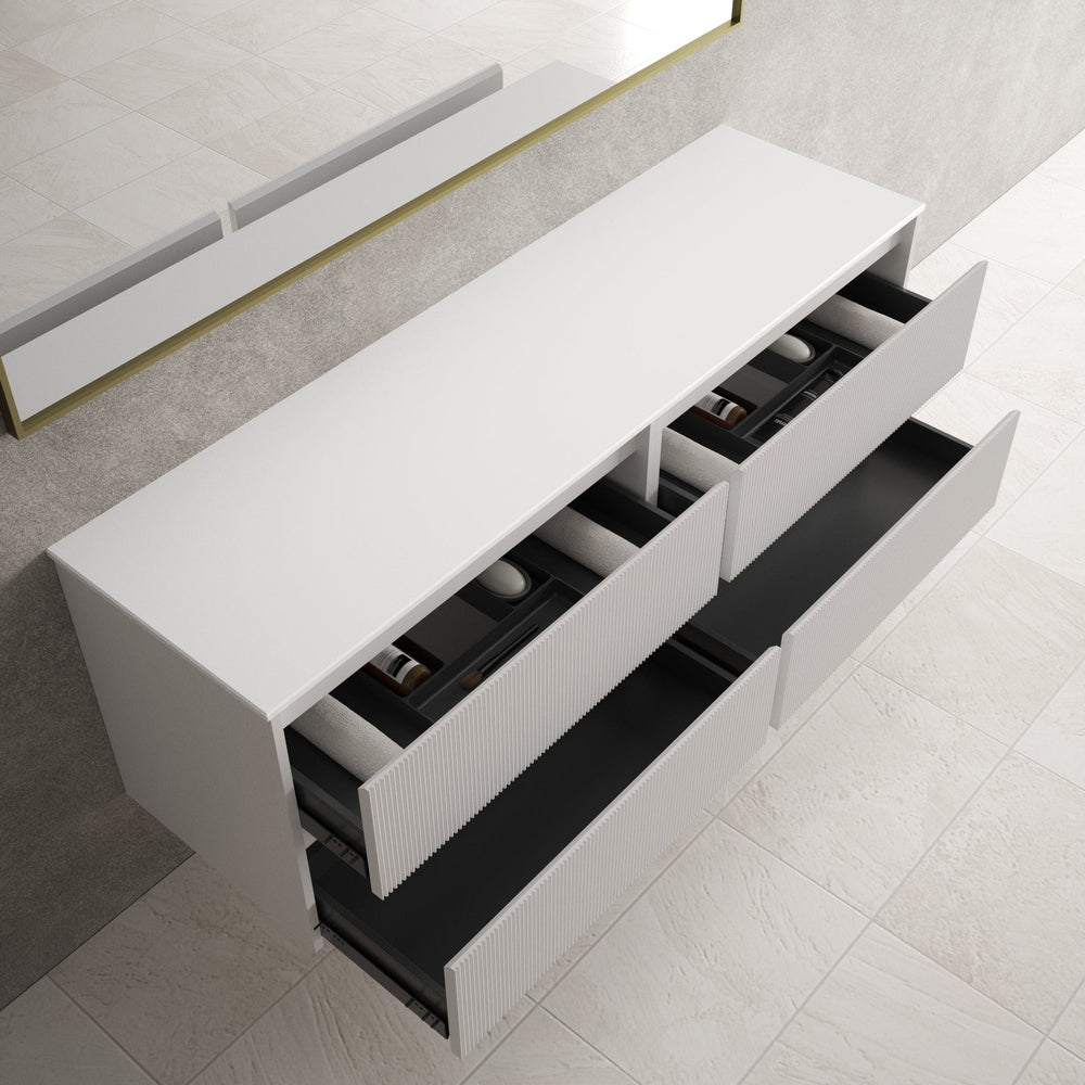 Scanalato Four Drawer Countertop Vanity Unit - Pure White 1600mm
