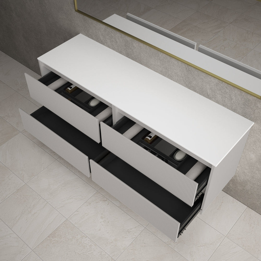Scanalato Four Drawer Countertop Vanity Unit - Pure White 1600mm