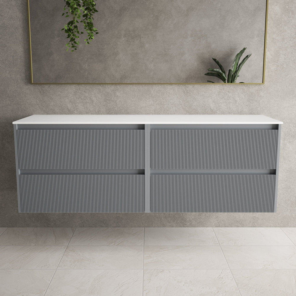 Scanalato Four Drawer Countertop Vanity Unit - Dove Grey 1600mm