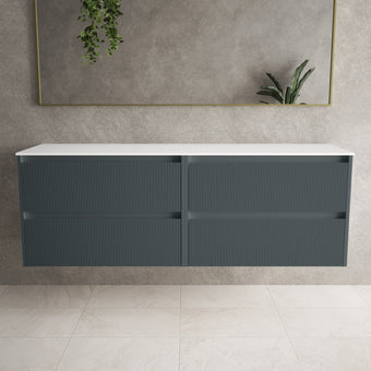 Scanalato Four Drawer Countertop Vanity Unit - Slate Grey 1600mm