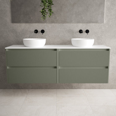 Scanalato Four Drawer Countertop Vanity Unit - Pistachio 1600mm