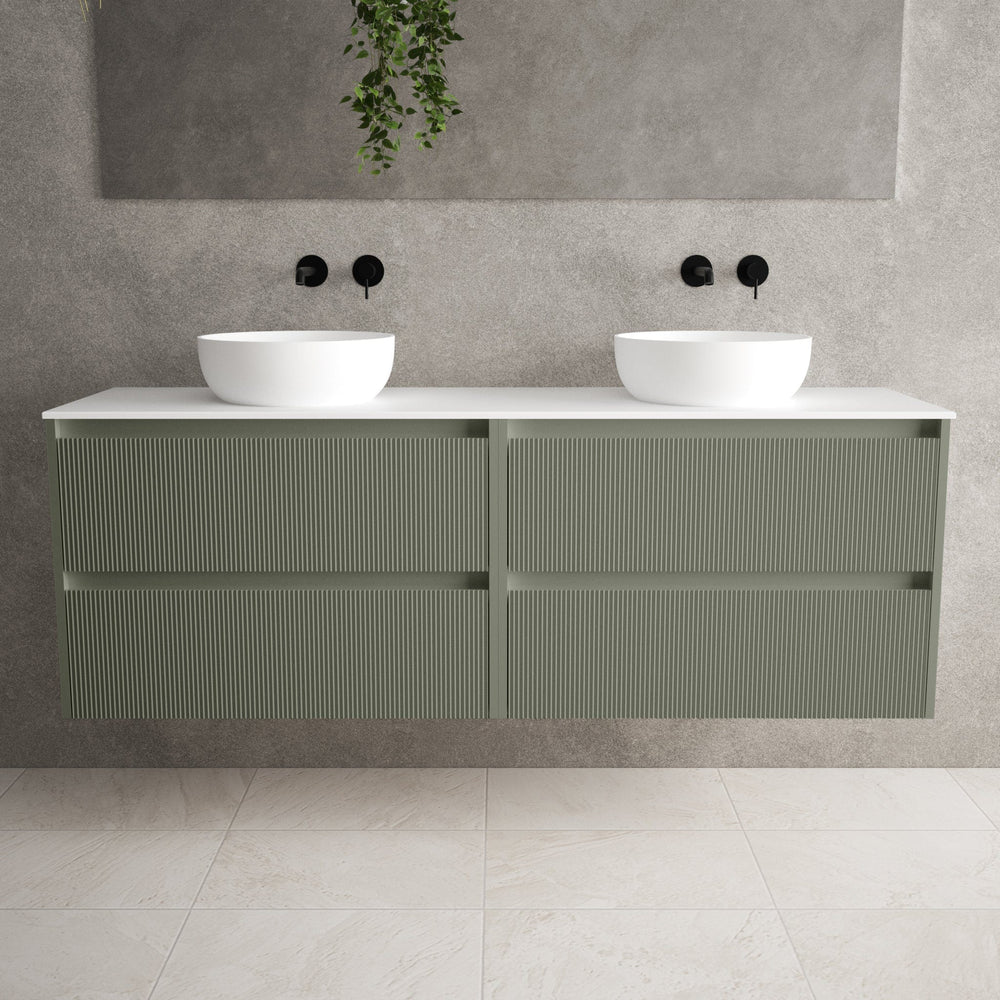 Scanalato Four Drawer Countertop Vanity Unit - Pistachio 1600mm