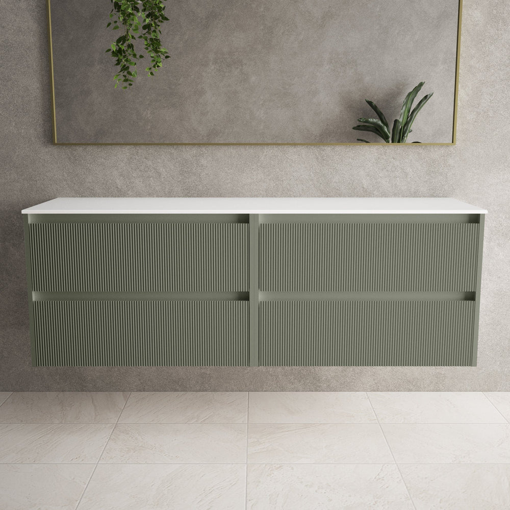 Scanalato Four Drawer Countertop Vanity Unit - Pistachio 1600mm