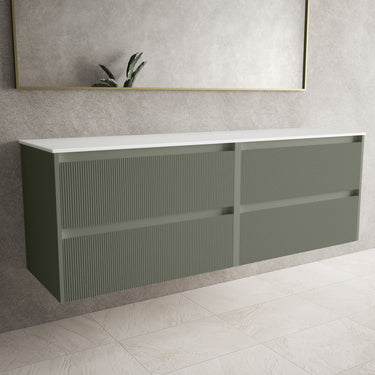 Scanalato Four Drawer Countertop Vanity Unit - Pistachio 1600mm