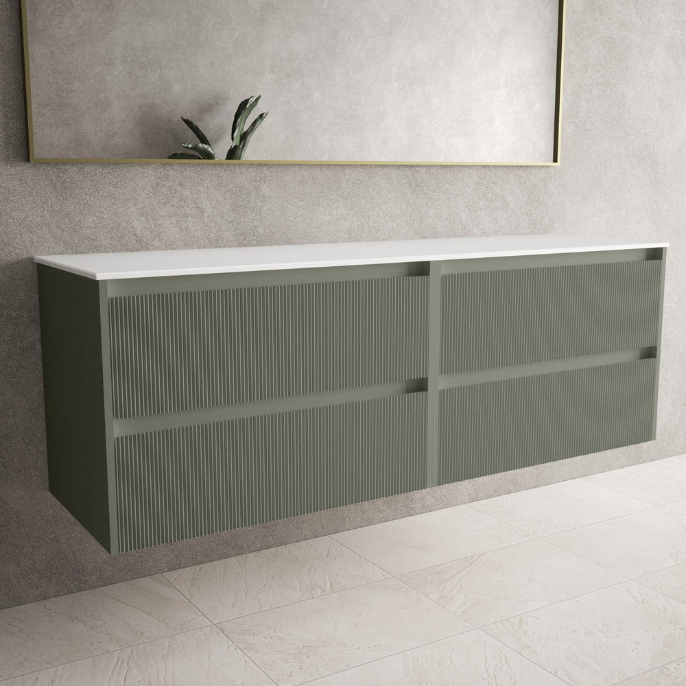 Scanalato Four Drawer Countertop Vanity Unit - Pistachio 1600mm