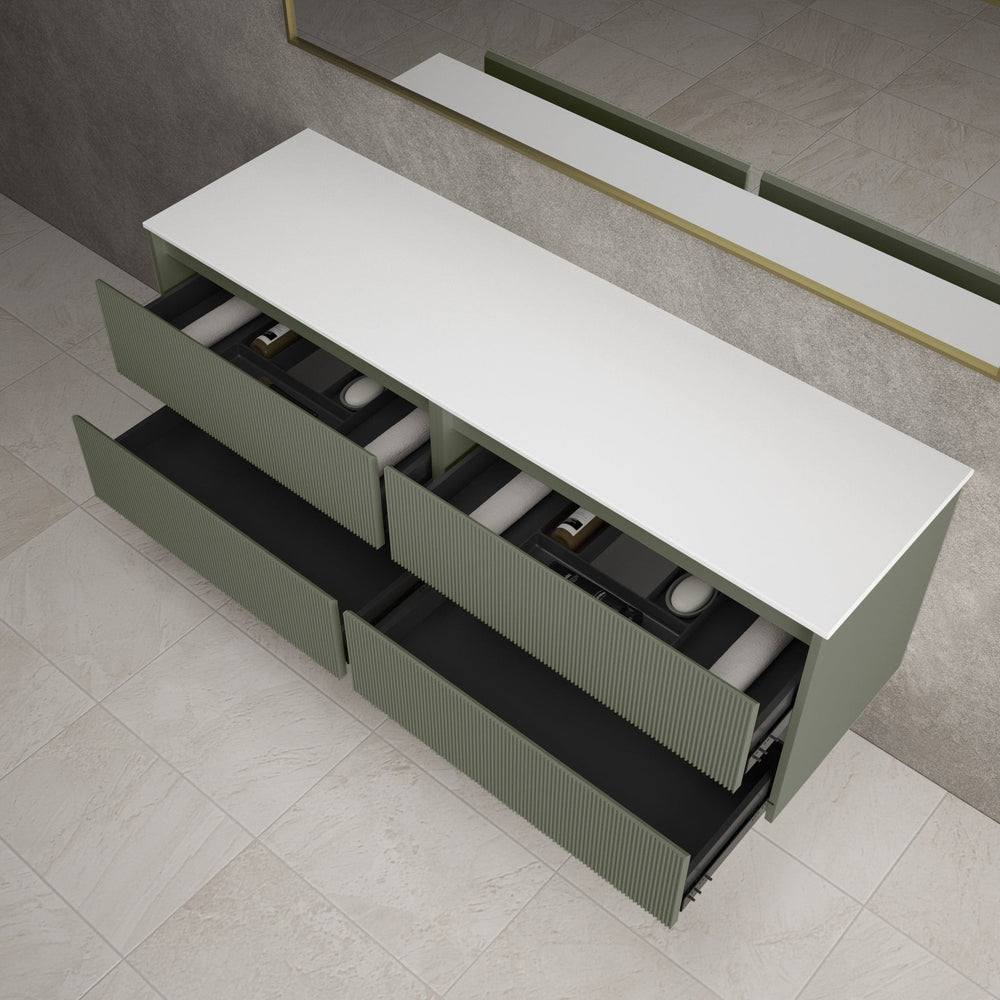 Scanalato Four Drawer Countertop Vanity Unit - Pistachio 1600mm