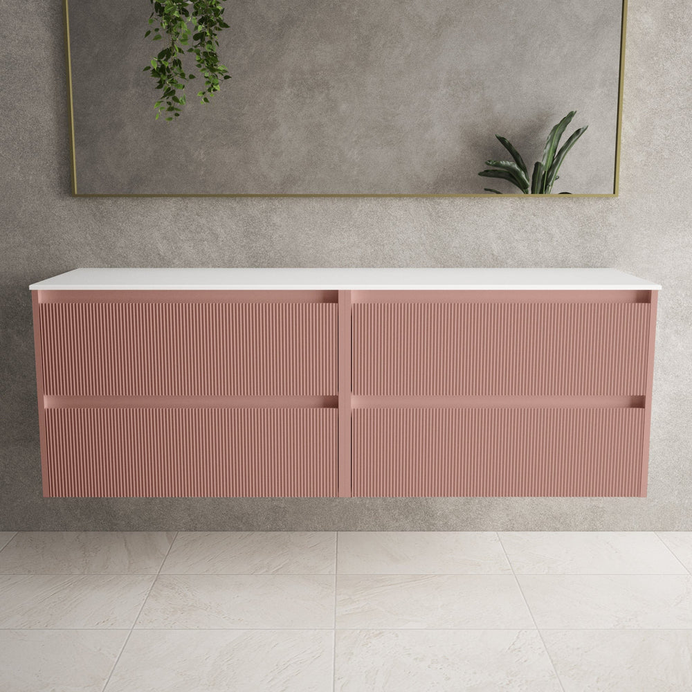 Scanalato Four Drawer Countertop Vanity Unit - Dusky Pink 1600mm