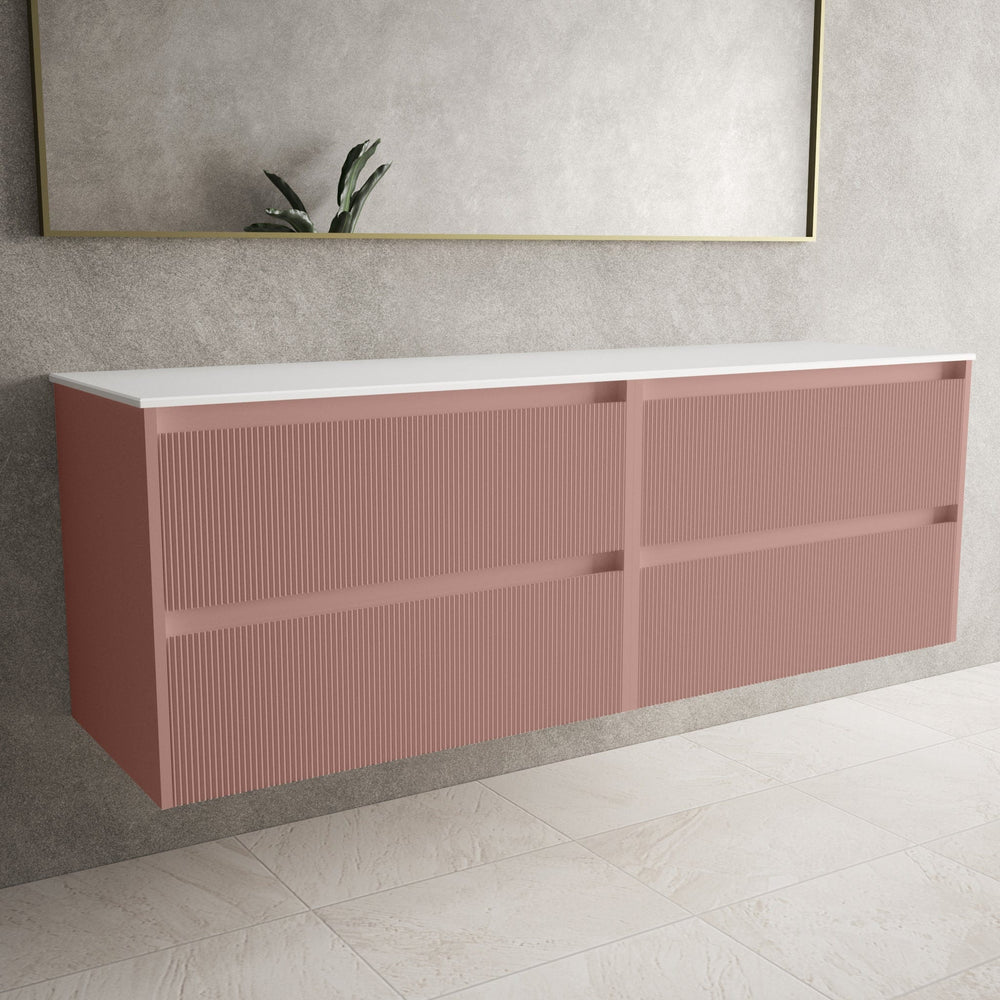 Scanalato Four Drawer Countertop Vanity Unit - Dusky Pink 1600mm