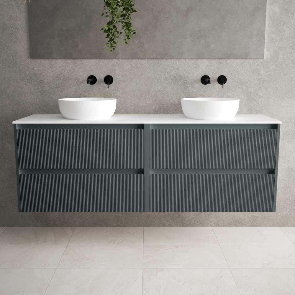 Scanalato Four Drawer Countertop Vanity Unit - Anthracite 1600mm