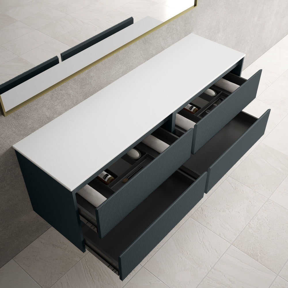 Scanalato Four Drawer Countertop Vanity Unit - Anthracite 1600mm
