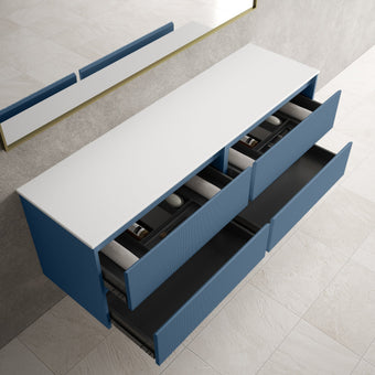 Scanalato Four Drawer Countertop Vanity Unit - Soft Blue 1600mm