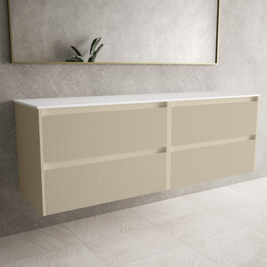 Scanalato Four Drawer Countertop Vanity Unit - Cashmere 1600mm