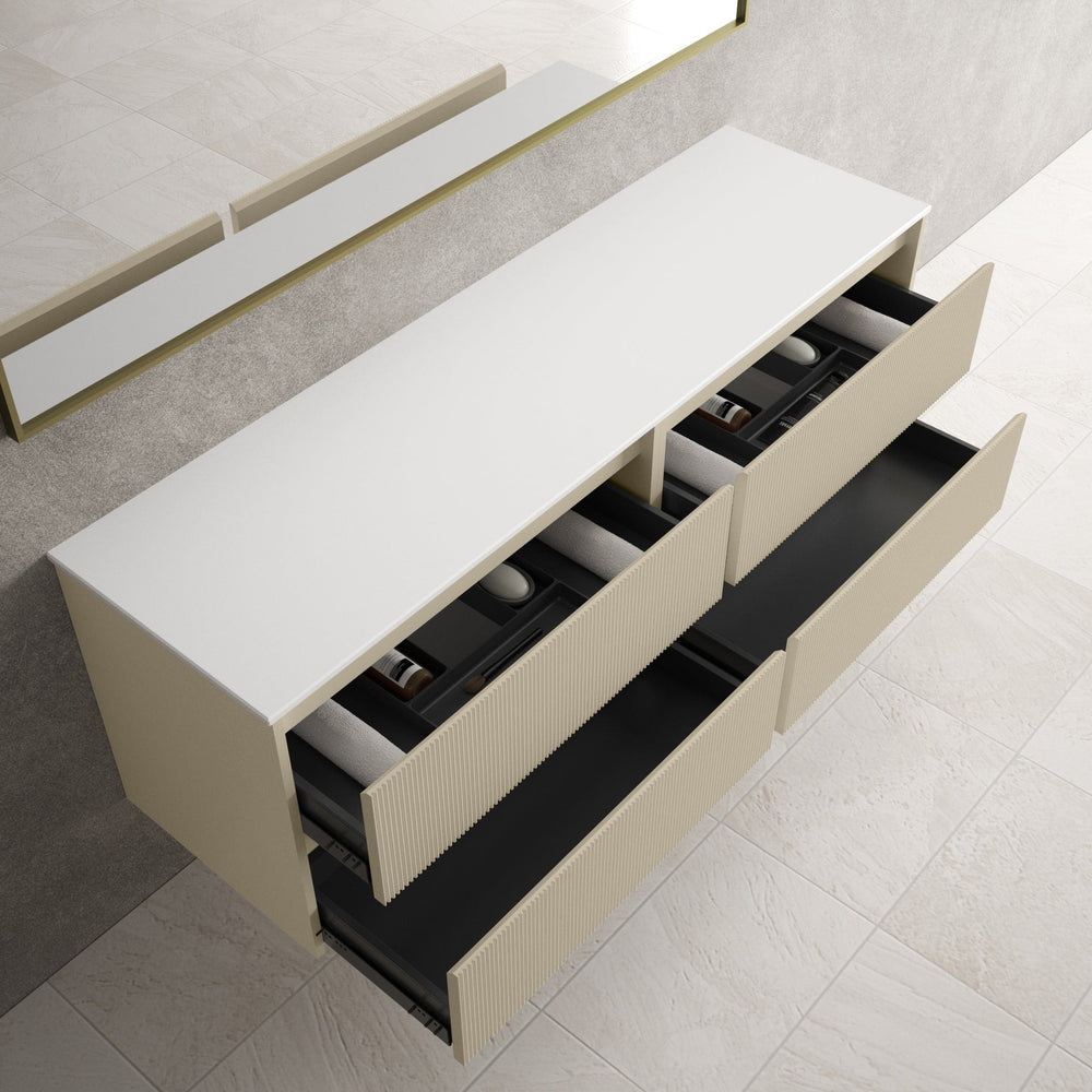 Scanalato Four Drawer Countertop Vanity Unit - Cashmere 1600mm