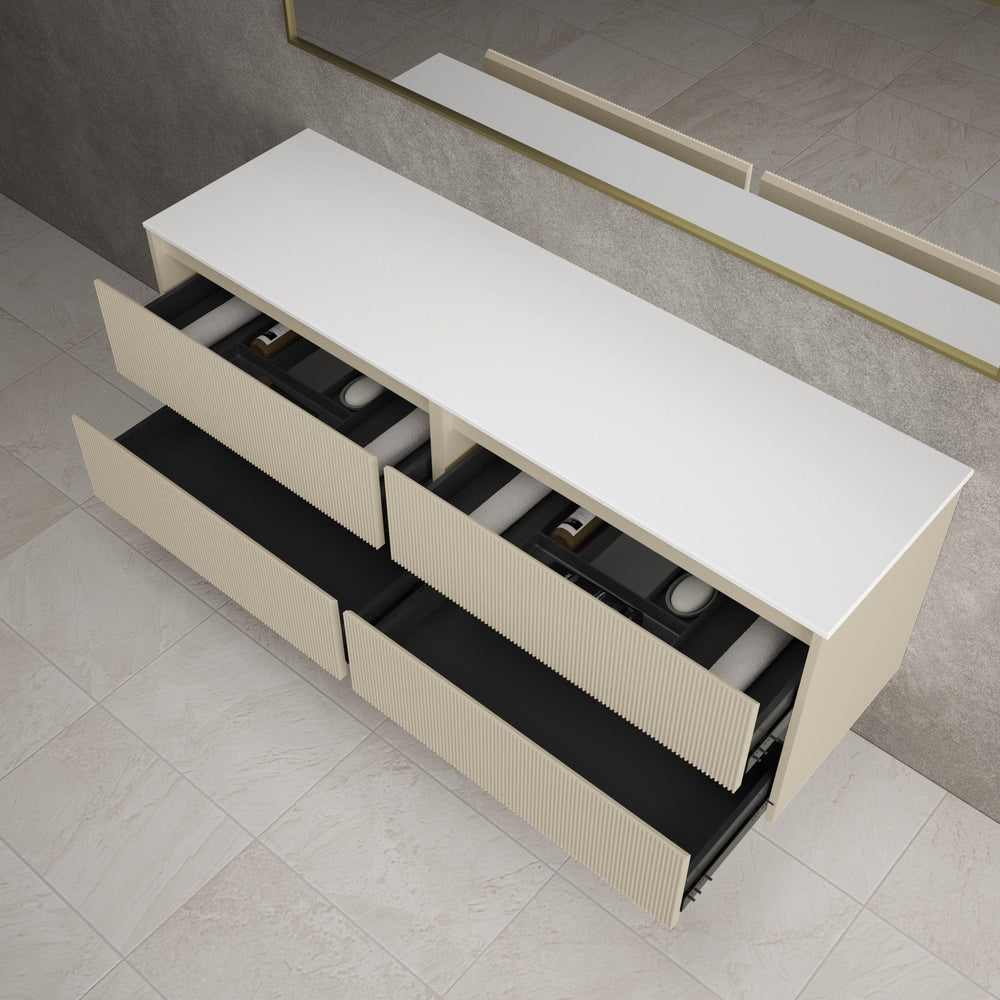 Scanalato Four Drawer Countertop Vanity Unit - Cashmere 1600mm