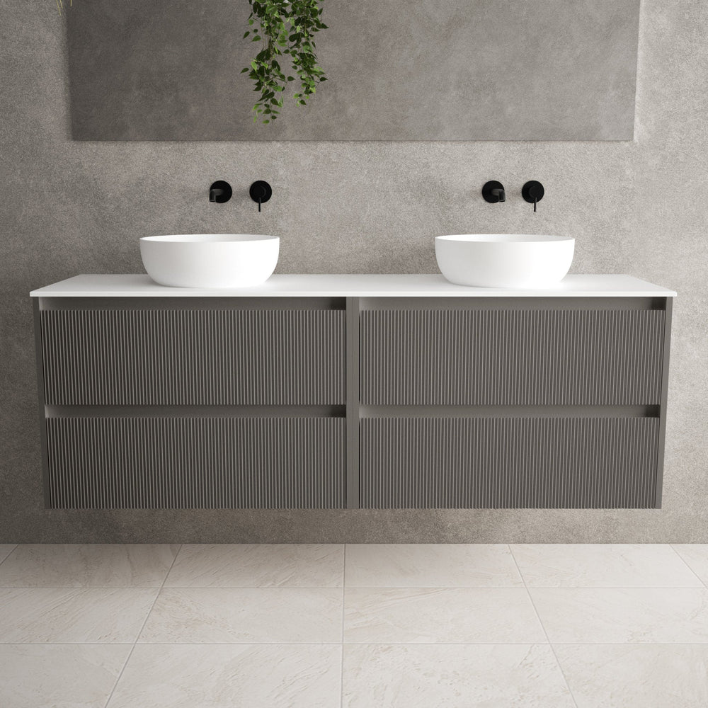 Scanalato Four Drawer Countertop Vanity Unit - Rich Taupe 1600mm