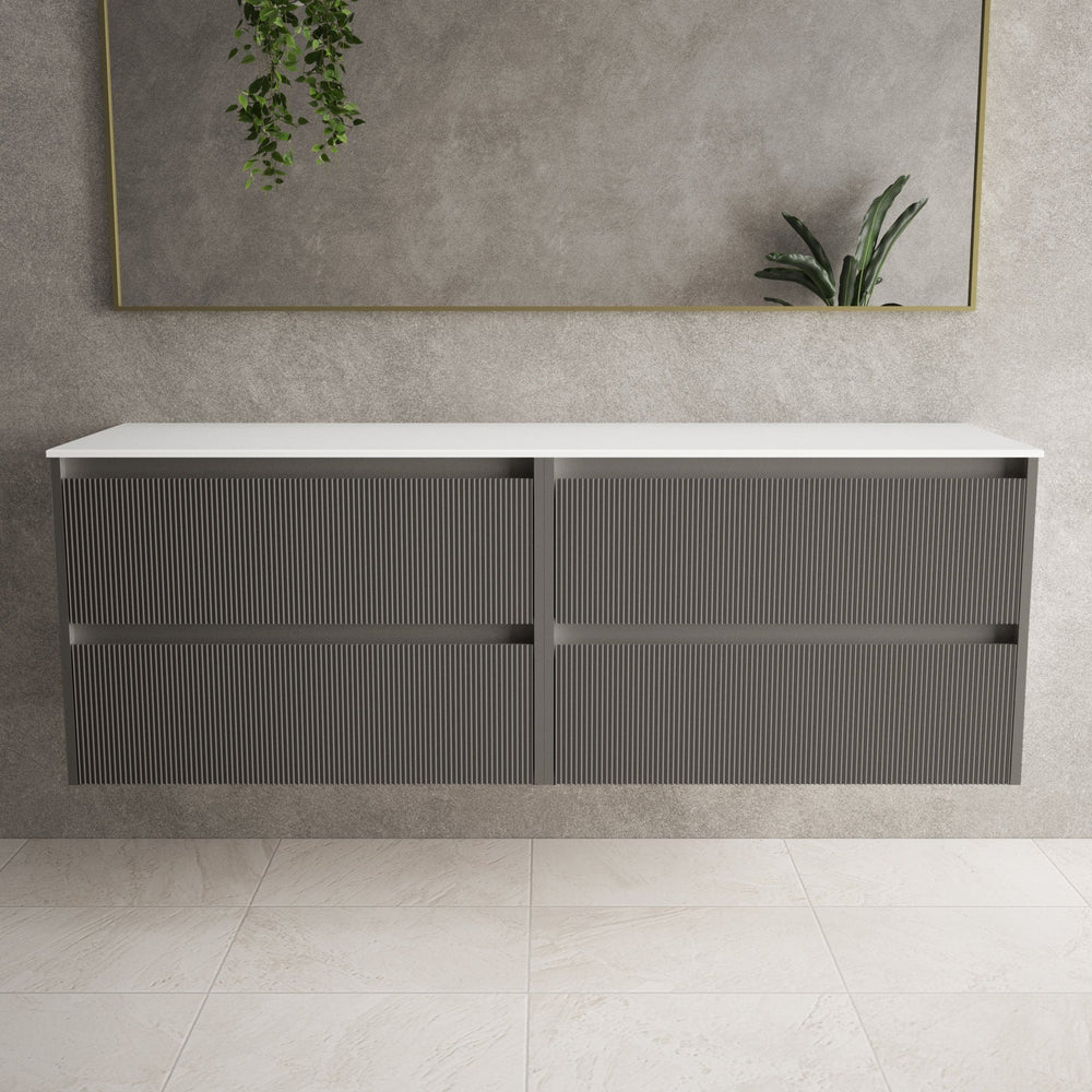 Scanalato Four Drawer Countertop Vanity Unit - Rich Taupe 1600mm