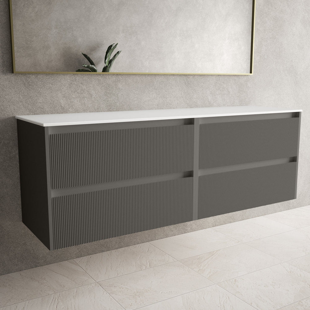 Scanalato Four Drawer Countertop Vanity Unit - Rich Taupe 1600mm