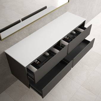 Scanalato Four Drawer Countertop Vanity Unit - Rich Taupe 1600mm