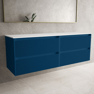 Scanalato Four Drawer Countertop Vanity Unit - Ocean Blue 1600mm