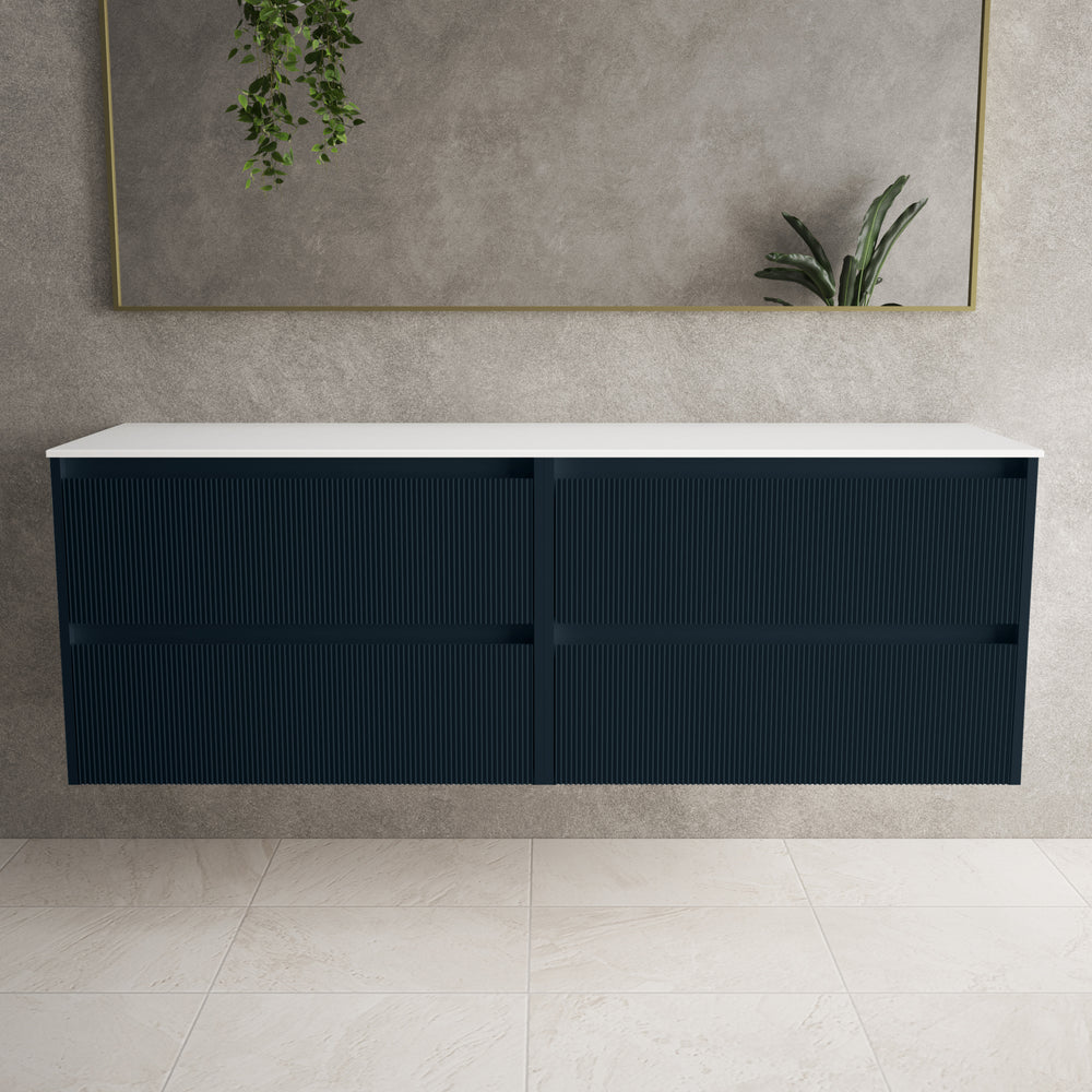 Scanalato Four Drawer Countertop Vanity Unit - Midnight Blue 1600mm