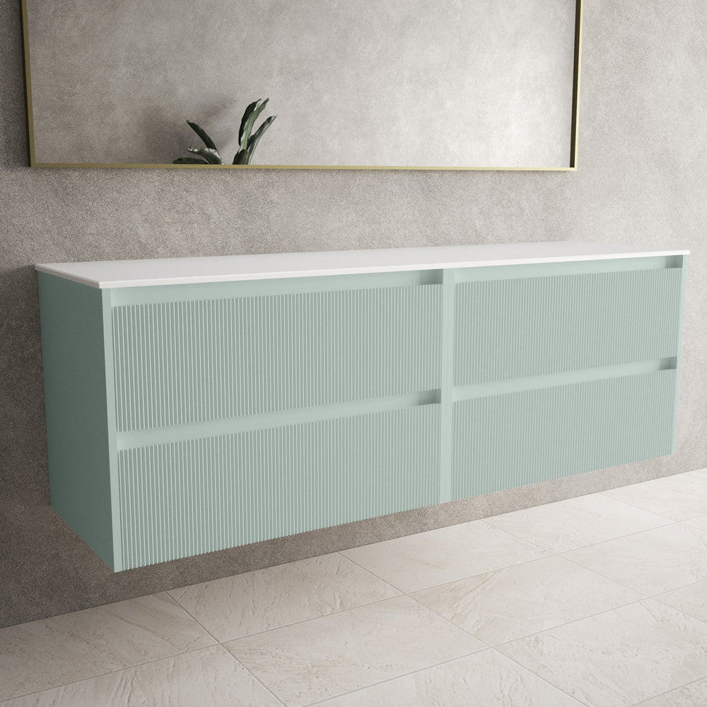 Scanalato Four Drawer Countertop Vanity Unit - Peppermint 1600mm