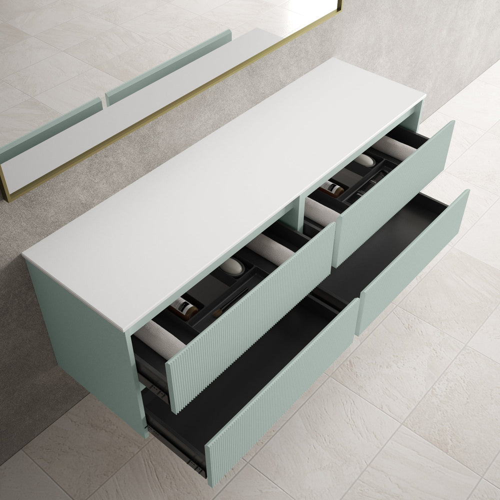 Scanalato Four Drawer Countertop Vanity Unit - Peppermint 1600mm