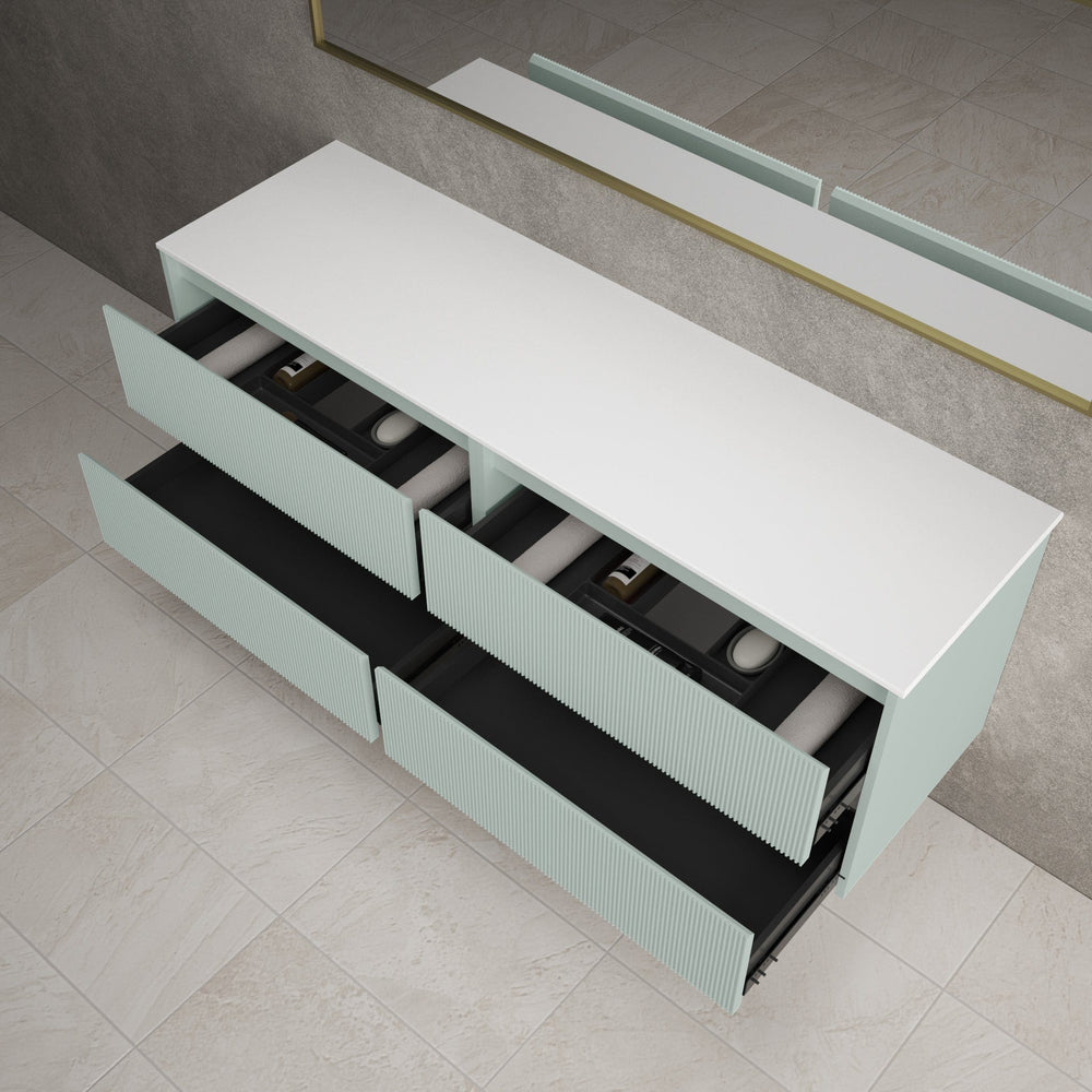 Scanalato Four Drawer Countertop Vanity Unit - Peppermint 1600mm