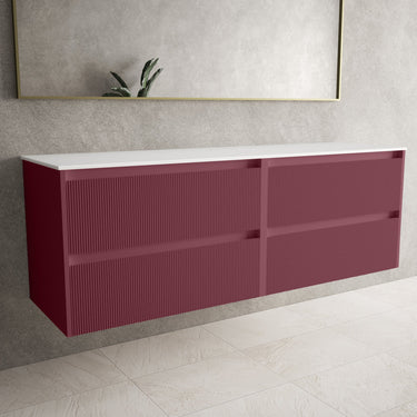 Scanalato Four Drawer Countertop Vanity Unit - Mineral Red 1600mm
