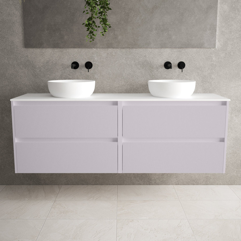Scanalato Four Drawer Countertop Vanity Unit - Soft Violet 1600mm