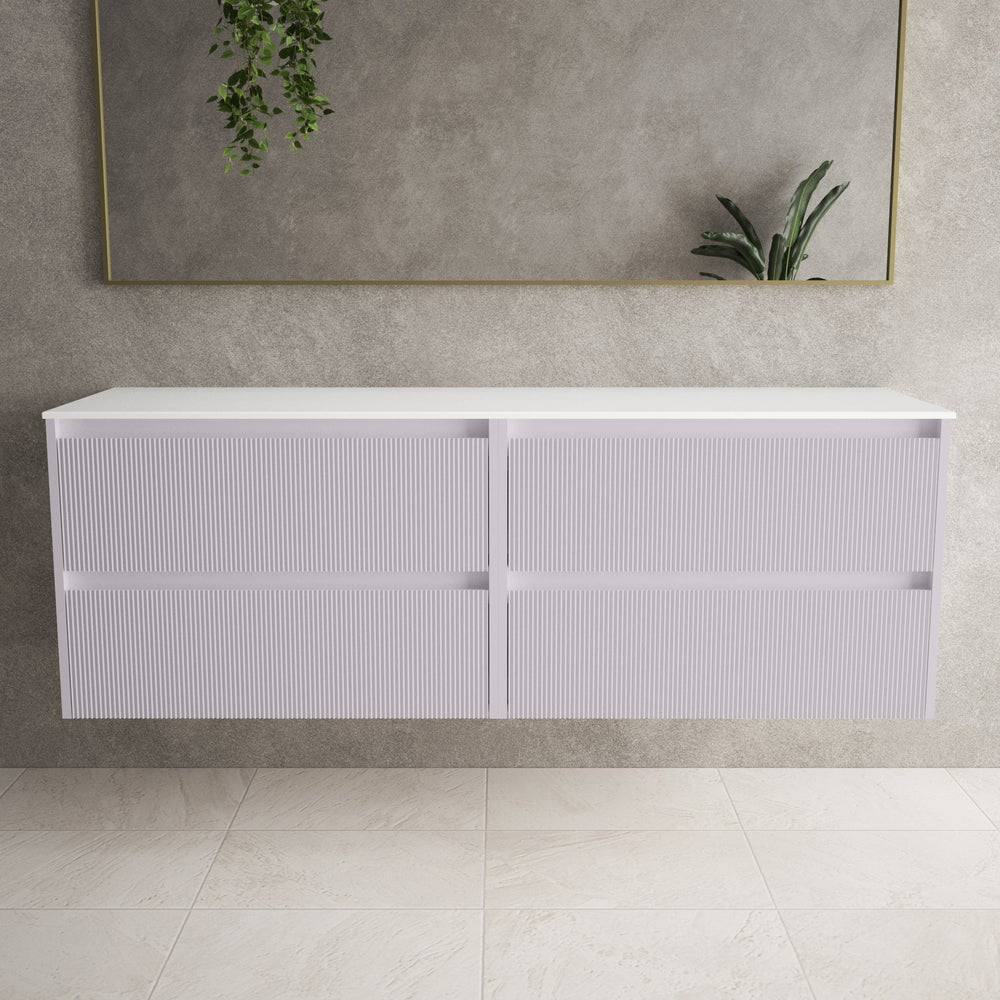 Scanalato Four Drawer Countertop Vanity Unit - Soft Violet 1600mm