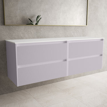 Scanalato Four Drawer Countertop Vanity Unit - Soft Violet 1600mm