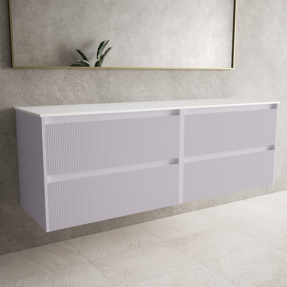 Scanalato Four Drawer Countertop Vanity Unit - Soft Violet 1600mm