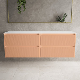 Scanalato Four Drawer Countertop Vanity Unit - Peach Fuzz 1600mm