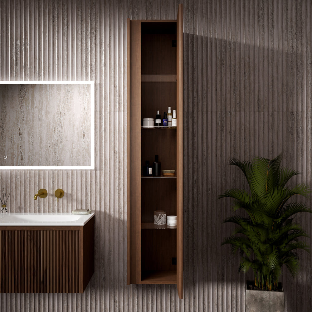Scanalato Tall Wall Cabinet - Walnut 350mm x 1650mm
