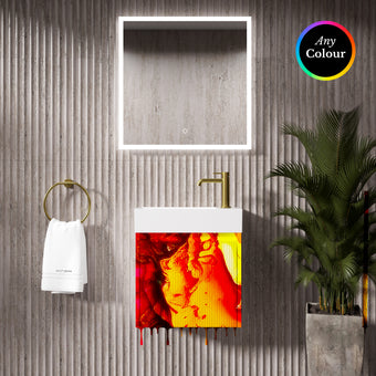 Scanalato Single Door Vanity Unit With Beyondstone Basin - Choose Your Own Colour 450mm