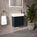 Scanalato Single Door Vanity Unit With Beyondstone Basin - Midnight Blue 450mm