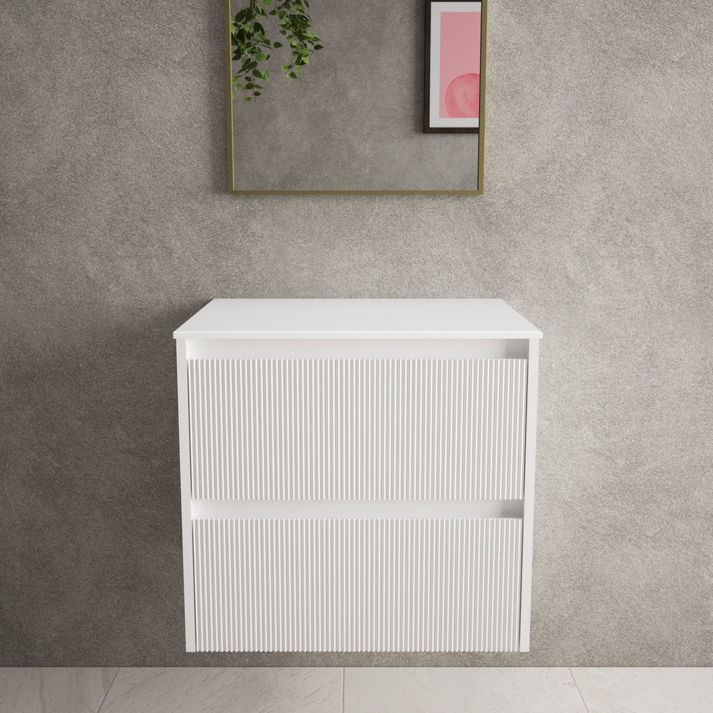 Scanalato Double Drawer Countertop Vanity Unit - Pure White 600mm