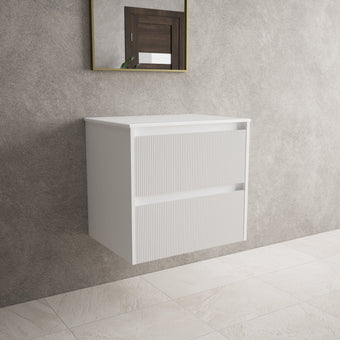 Scanalato Double Drawer Countertop Vanity Unit - Pure White 600mm