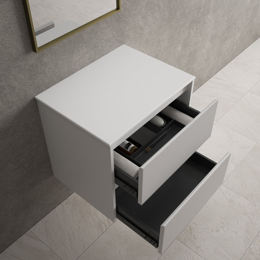 Scanalato Double Drawer Countertop Vanity Unit - Pure White 600mm