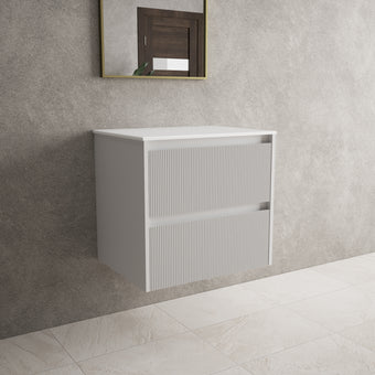Scanalato Double Drawer Countertop Vanity Unit - Soft Grey 600mm