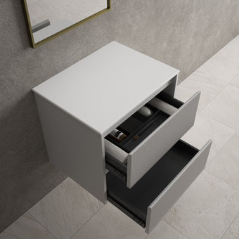 Scanalato Double Drawer Countertop Vanity Unit - Soft Grey 600mm