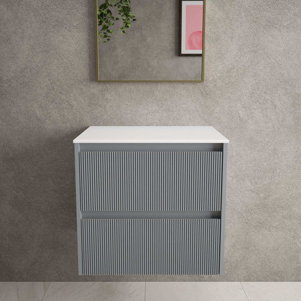 Scanalato Double Drawer Countertop Vanity Unit - Dove Grey 600mm